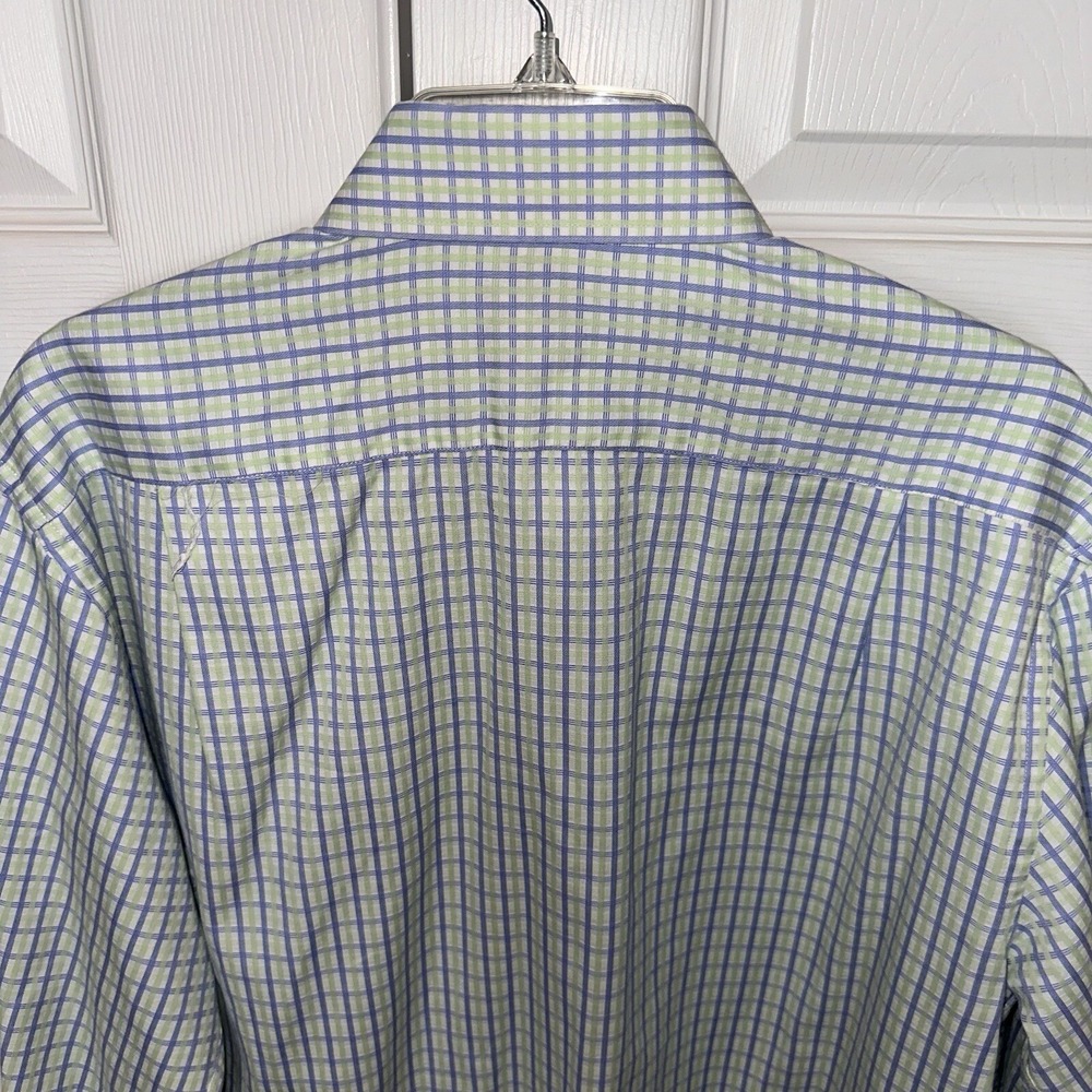 English Laundry Blue White Green Dress Shirt 16 1/2 34 - 35 Embroidered Logo LG - Picture 10 of 16